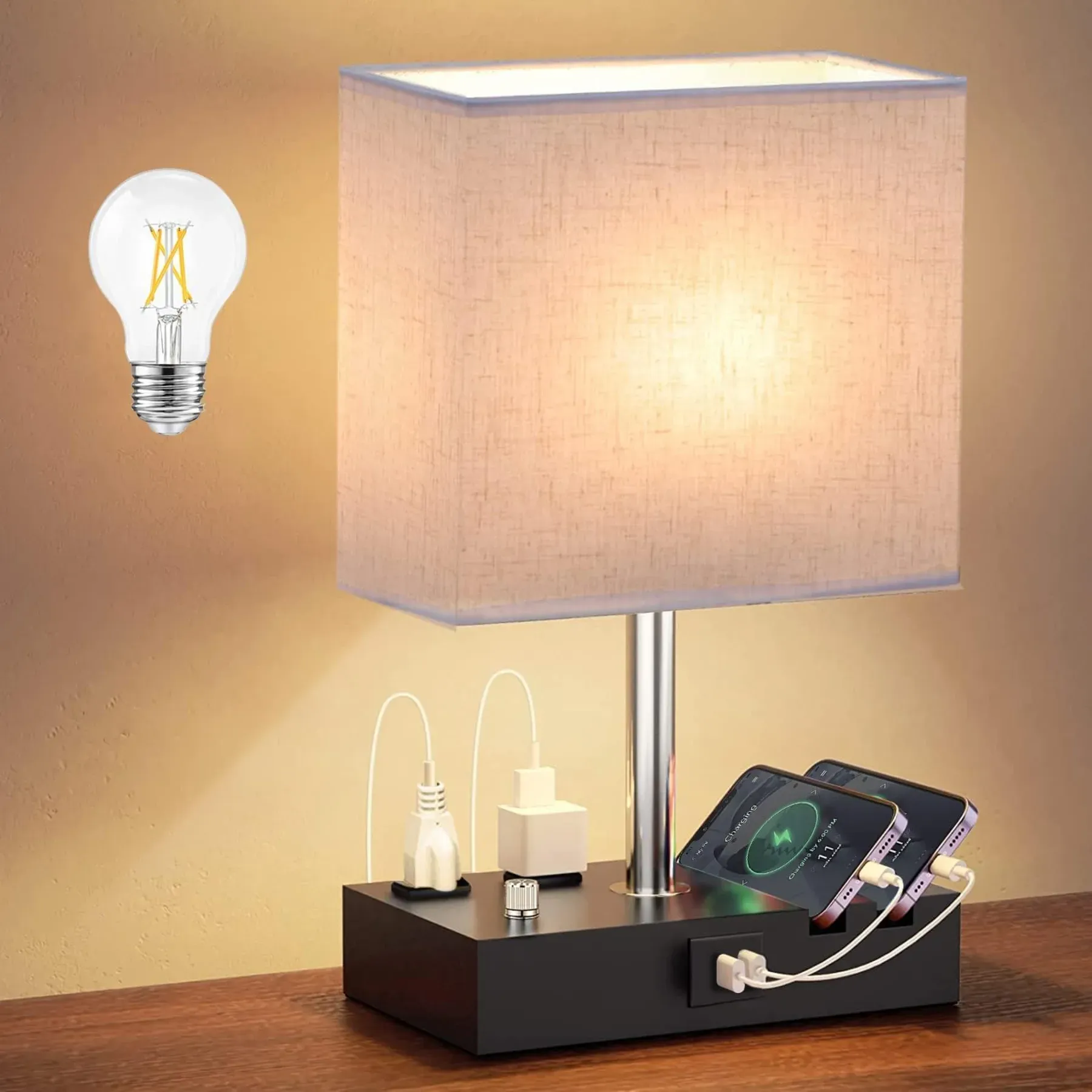 Illuminate and Energize: Unleash the Power of a Lamp with Charging Station.